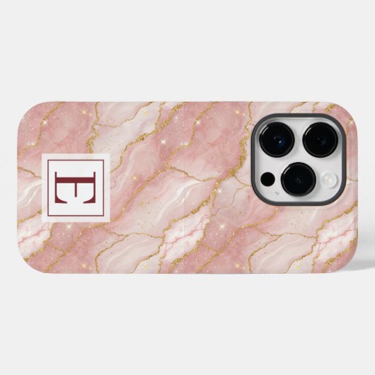 Personalized Monogram Rose Quartz Gold Case-Mate iPhoneケース (裏面 (横))