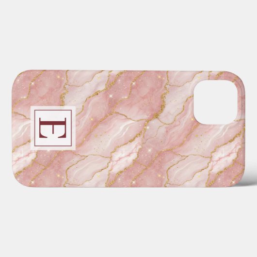 Personalized Monogram Rose Quartz Gold Case-Mate iPhoneケース (裏面 (横))