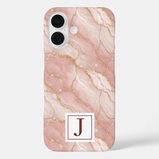 Personalized Monogram Rose Quartz Gold Case-Mate iPhoneケース (裏面)
