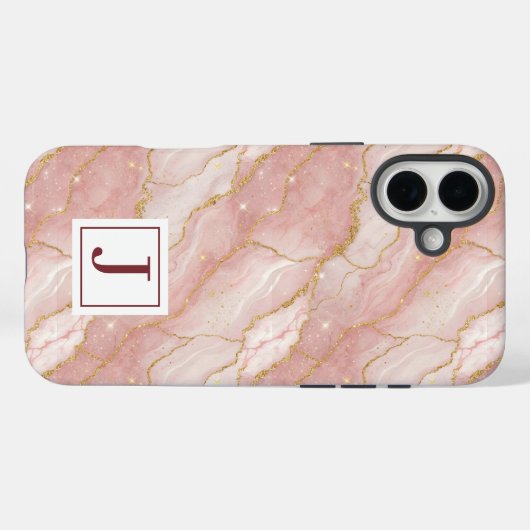 Personalized Monogram Rose Quartz Gold Case-Mate iPhoneケース (裏面 (横))