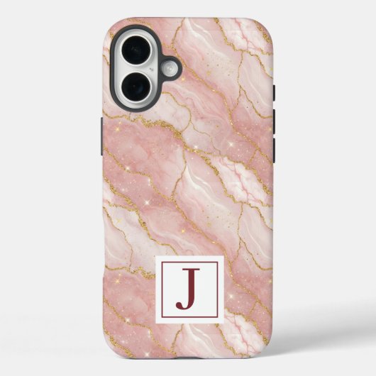 Personalized Monogram Rose Quartz Gold Case-Mate iPhoneケース (裏面)