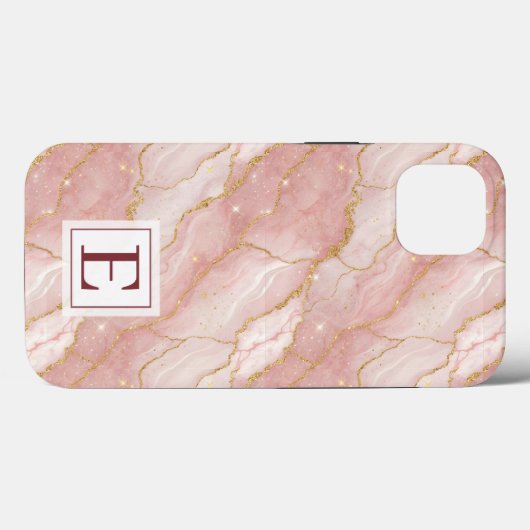 Personalized Monogram Rose Quartz Gold Case-Mate iPhoneケース (裏面 (横))