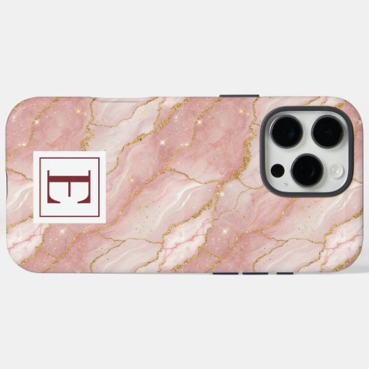 Personalized Monogram Rose Quartz Gold Case-Mate iPhoneケース (裏面 (横))