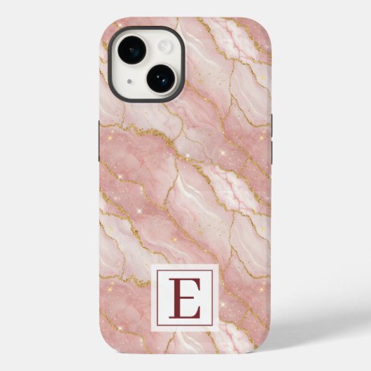 Personalized Monogram Rose Quartz Gold Case-Mate iPhoneケース (裏面)