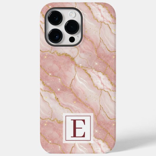 Personalized Monogram Rose Quartz Gold Case-Mate iPhoneケース (裏面)