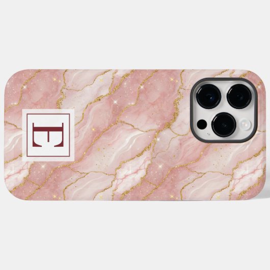 Personalized Monogram Rose Quartz Gold Case-Mate iPhoneケース (裏面 (横))