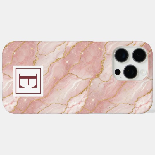 Personalized Monogram Rose Quartz Gold Case-Mate iPhoneケース (裏面 (横))