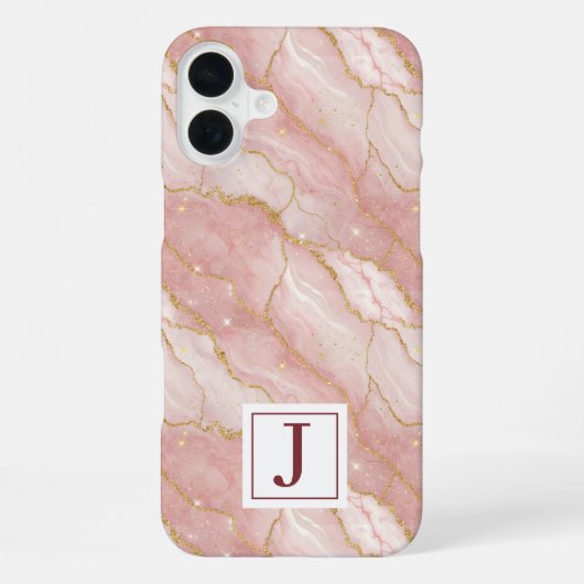 Personalized Monogram Rose Quartz Gold iPhoneケース (裏面)