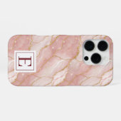 Personalized Monogram Rose Quartz Gold iPhoneケース (裏面横)