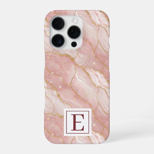 Personalized Monogram Rose Quartz Gold iPhoneケース (裏面)