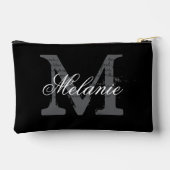 Personalized monogram small black cosmetic bag アクセサリーポーチ (裏面)