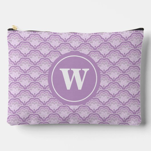 Personalized Monogram Soft Purple Floral Pattern アクセサリーポーチ (正面)