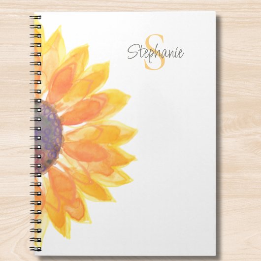 Personalized Monogram Sunflower  ノートブック