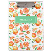 Personalized Monogram Watercolor Oranges Citrus クリップボード (正面)