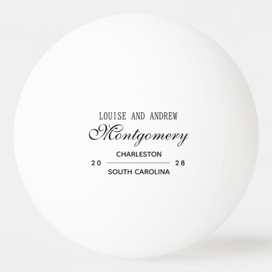 Personalized Monogram Wedding  卓球ボール (裏面)
