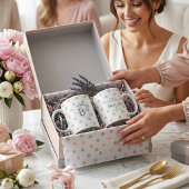 Personalized Monogram Wedding Favors – Pink & Grey コーヒーマグカップ