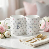 Personalized Monogram Wedding Favors – Pink & Grey コーヒーマグカップ