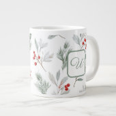 Personalized Monogram Winter Foliage Coffee Mug ジャンボコーヒーマグカップ (正面右)