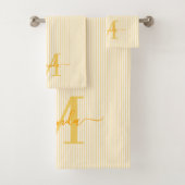Personalized Monogram Yellow & White Stripes バスタオルセット (インサイチュ)