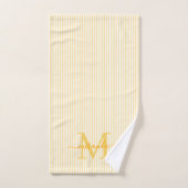 Personalized Monogram Yellow & White Stripes バスタオルセット (ハンドタオル)