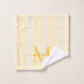 Personalized Monogram Yellow & White Stripes バスタオルセット (ウォッシュタオル)
