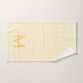 Personalized Monogram Yellow & White Stripes バスタオルセット (ハンドタオル)