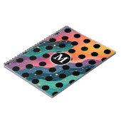 Personalized Monogrammed Black & White Polka Dots ノートブック (左側)