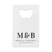 Personalized Monogrammed Initials Wedding Favors クレジットカード栓抜き (裏面)