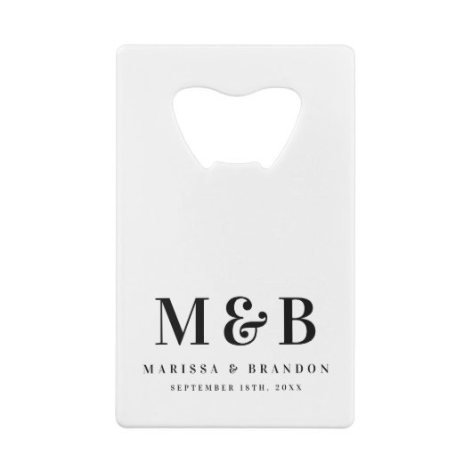 Personalized Monogrammed Initials Wedding Favors クレジットカード栓抜き (裏面)