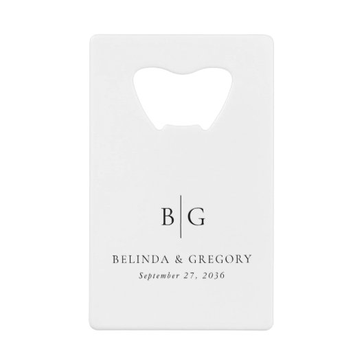 Personalized Monogrammed Initials Wedding Favors クレジットカード栓抜き (正面)