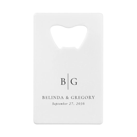 Personalized Monogrammed Initials Wedding Favors クレジットカード栓抜き (裏面)