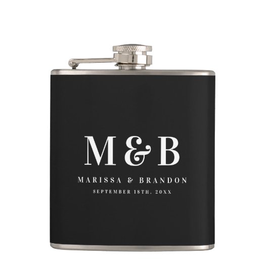 Personalized Monogrammed Initials Wedding Favors フラスク (正面)