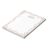 Personalized Monogrammed Pink Flowers Floral ノートパッド (回転)