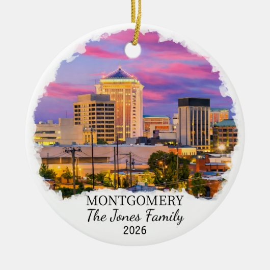 Personalized Montgomery Ornament, Custom Alabama セラミックオーナメント (正面)
