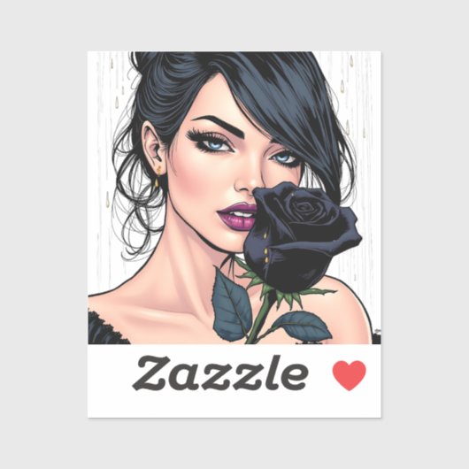 Personalized Moody Gothic Woman with Rose   シール (シート)