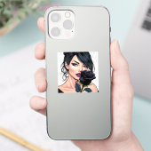 Personalized Moody Gothic Woman with Rose   シール (スマートフォン)