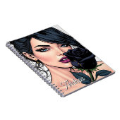 Personalized Moody Gothic Woman with Rose   ノートブック (右側)