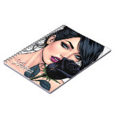 Personalized Moody Gothic Woman with Rose   ノートブック (左側)