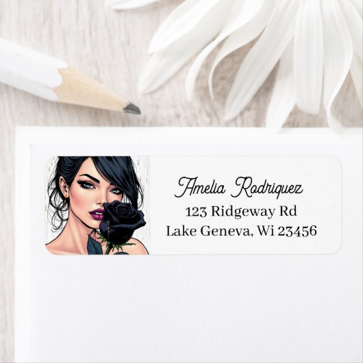 Personalized Moody Gothic Woman with Rose   ラベル (インサイチュ)