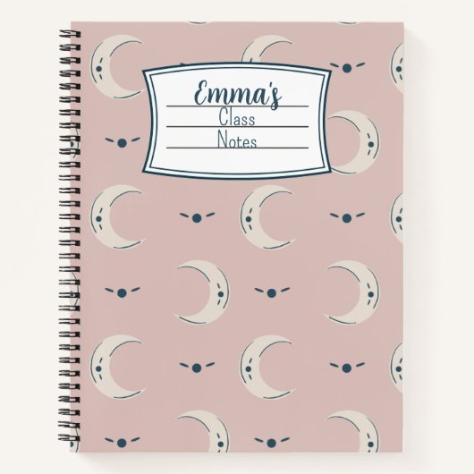 Personalized Moon Pattern Spiral Notebook 8.5x11 ノートブック (正面)