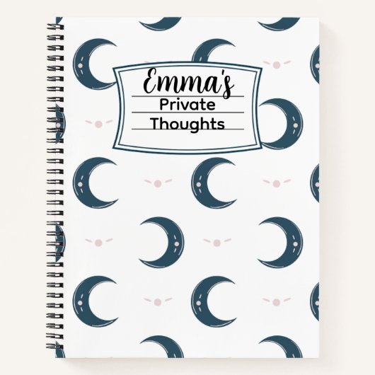 Personalized Moon Pattern Spiral Notebook 8.5x11 ノートブック (正面)