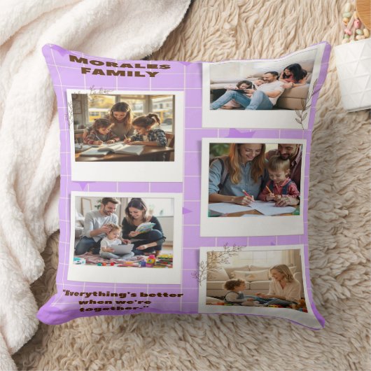 Personalized Morals Family Photo Collage クッション (ブランケット)