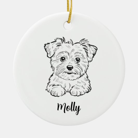 Personalized Morkie Dog Christmas セラミックオーナメント (正面)