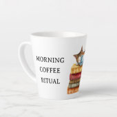 Personalized Morning Coffee Cat Ritual Cozy カフェラテマグ (左アングル)