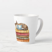 Personalized Morning Coffee Cat Ritual Cozy カフェラテマグ (右アングル)