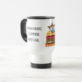 Personalized Morning Coffee Cat Ritual Cozy トラベルマグ (正面左)