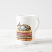 Personalized Morning Coffee Cat Ritual Cozy ボーンチャイナマグカップ (正面右)