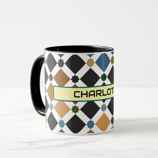 Personalized Moroccan Zellige Pattern Mug – Custom マグカップ (正面左)