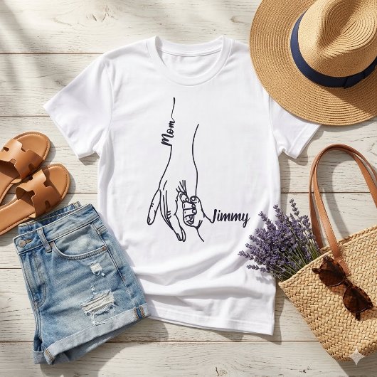 Personalized Mother and Child Holding Hands  Tシャツ
