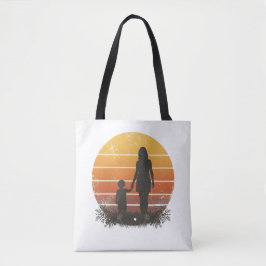 Personalized Mother and Child Sunset Silhouette  トートバッグ